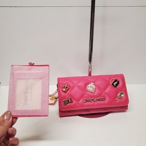 Juicy Couture Pink Quilted Clutch with Charms And Name Tag